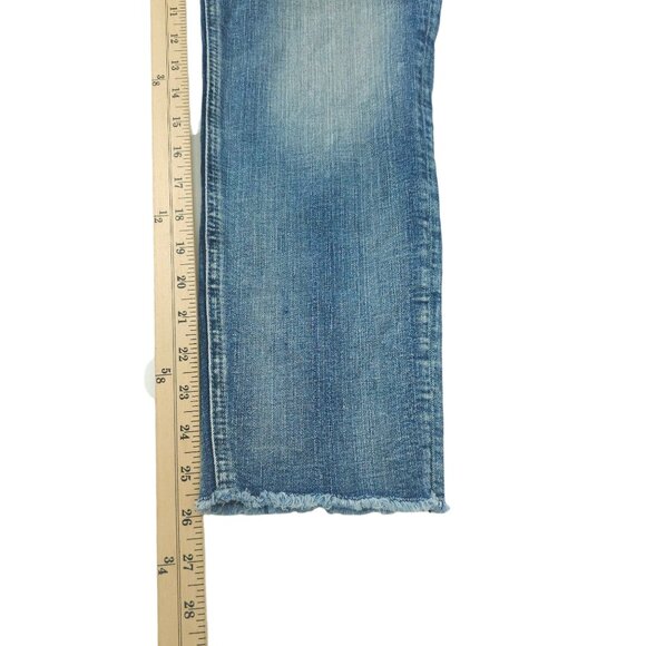 Silver Jeans Sam Boyfriend Sz 30 x 25 Mid Rise Stretch Distressed Crop Med Wash - Picture 10 of 12